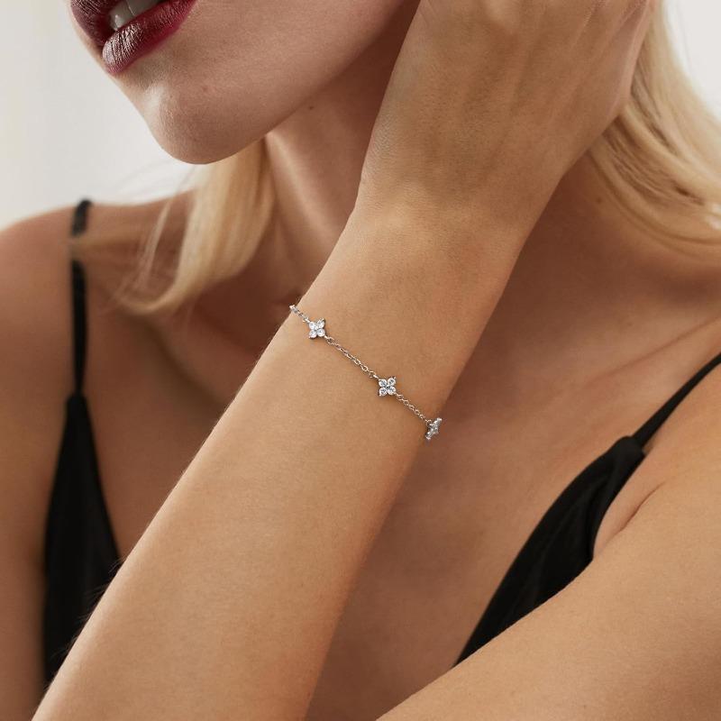 Firkløverarmbånd for kvinner jente søtt delikat justerbart lenkearmbånd trend smykker