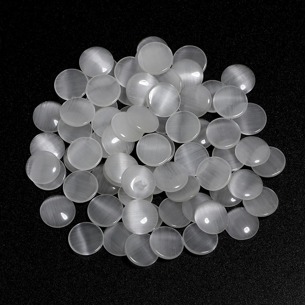 10-30pcs Cat Eye Cabochon Beads Natural Stone Beads Round Flat Back Spacer Stone Beads For Jewelry Making DIY Bracelet Necklace