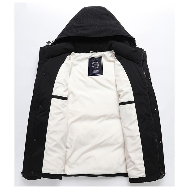 Down Jacket Men's Winter 90 Down White Duck Down Men's Casual Warm Bread Coat Anti-cold Trendy Hooded Short Jacket