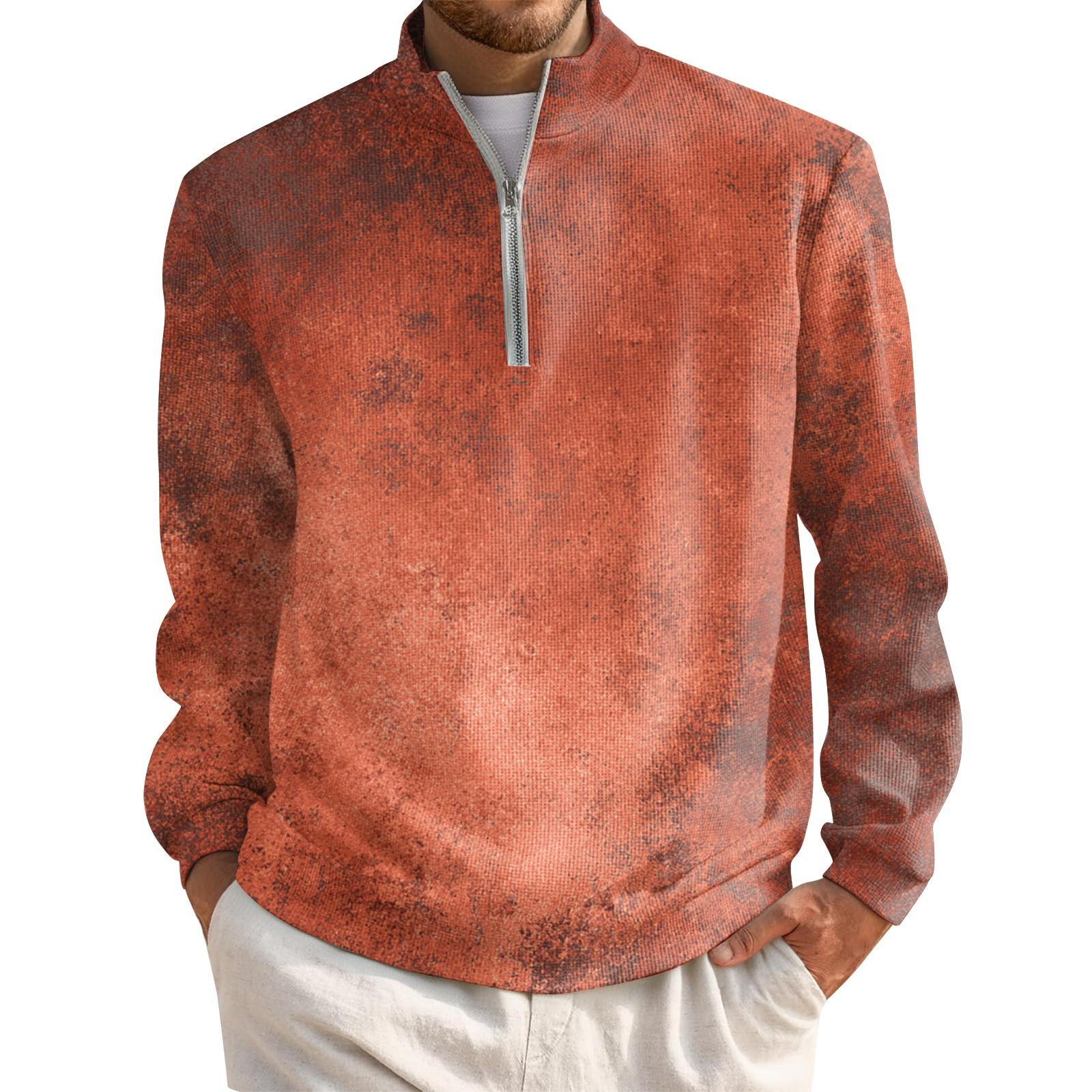 

Мужской короткий пуловер на молнии с высоким воротником и длинными рукавами M оранжевый