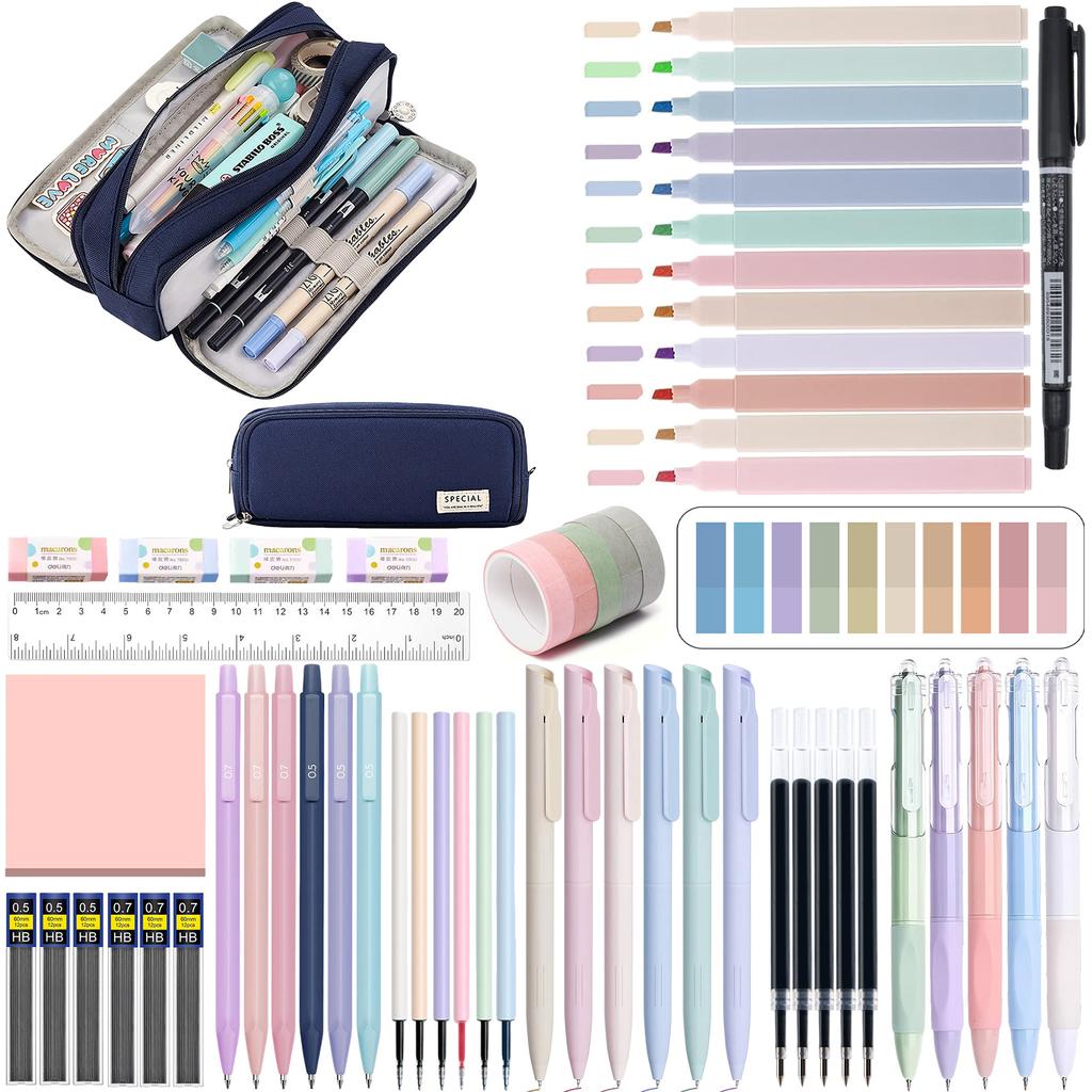 Back to School Stationery Set with High Appearance Pencil Pouch, Elementary Student Reward Gift, Multifunctional Pencil Case Learning Supplies