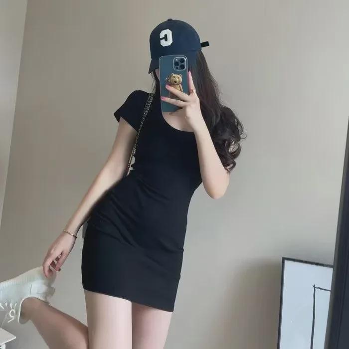 Korean Stylish Summer Slim Fit Dress – Elegant Hip Short Skirt