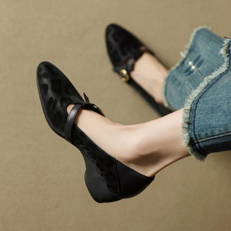 FHC 2025 New Spring Wedges Mid Heels,Office Lady Work Shoes,Women Pumps,Round Toe,Front Strap,Brown,Black,SIze 35-41,Dropship