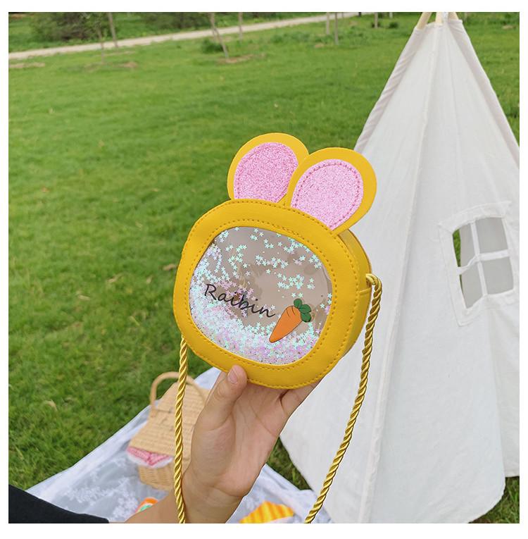 Cute Pu Children's Bag With Bunny Ears Mini Round Bag Sparkling Sequins Available In Multiple Colors