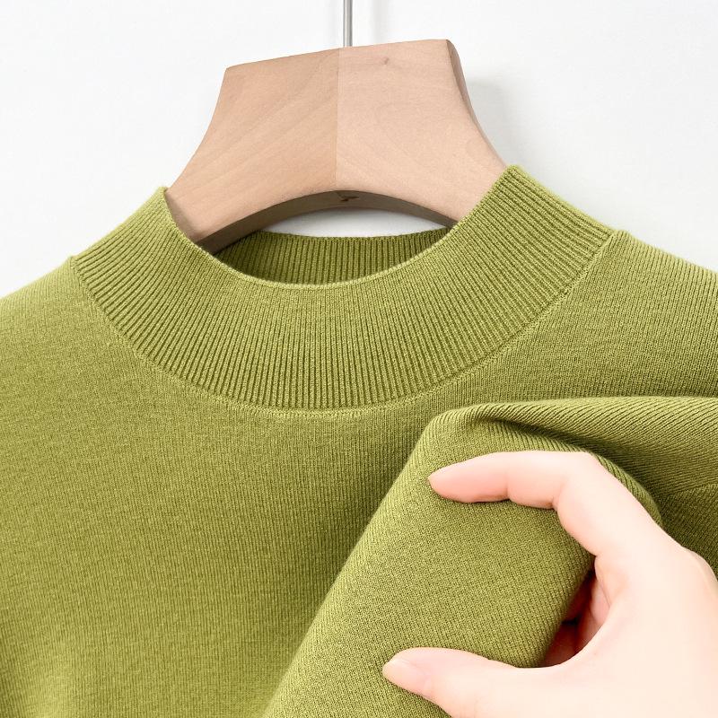 Machine-Washable Men's Wool Sweater, Half-High Neck, 450g Australian Wool, Warm Base Layer, Autumn/Winter 4A Grade.