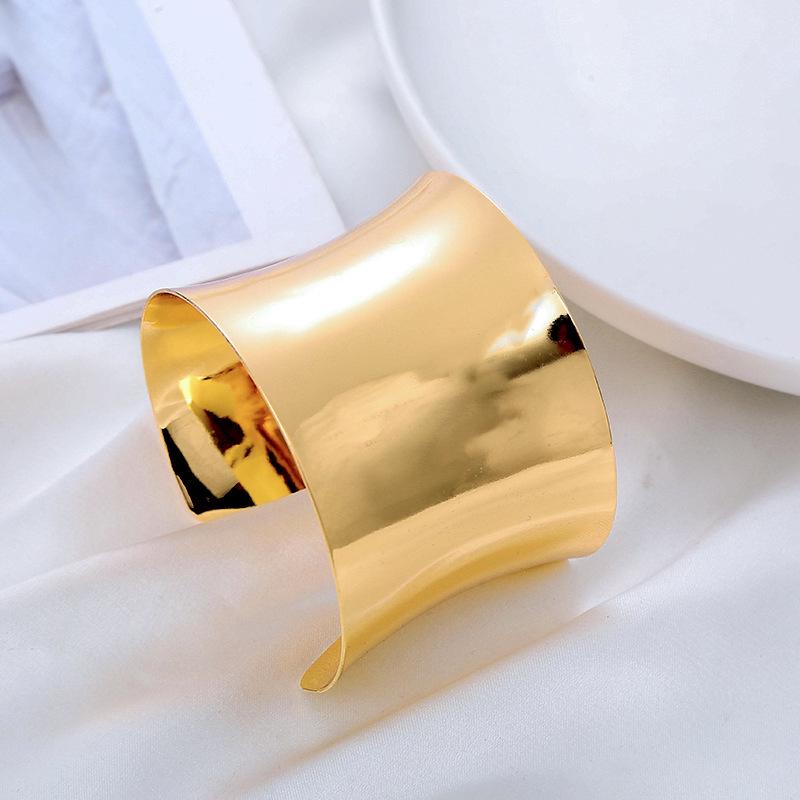 Wide Band Polished Open Bangle: Luxury Exaggerated Women's Bracelet/Armlet