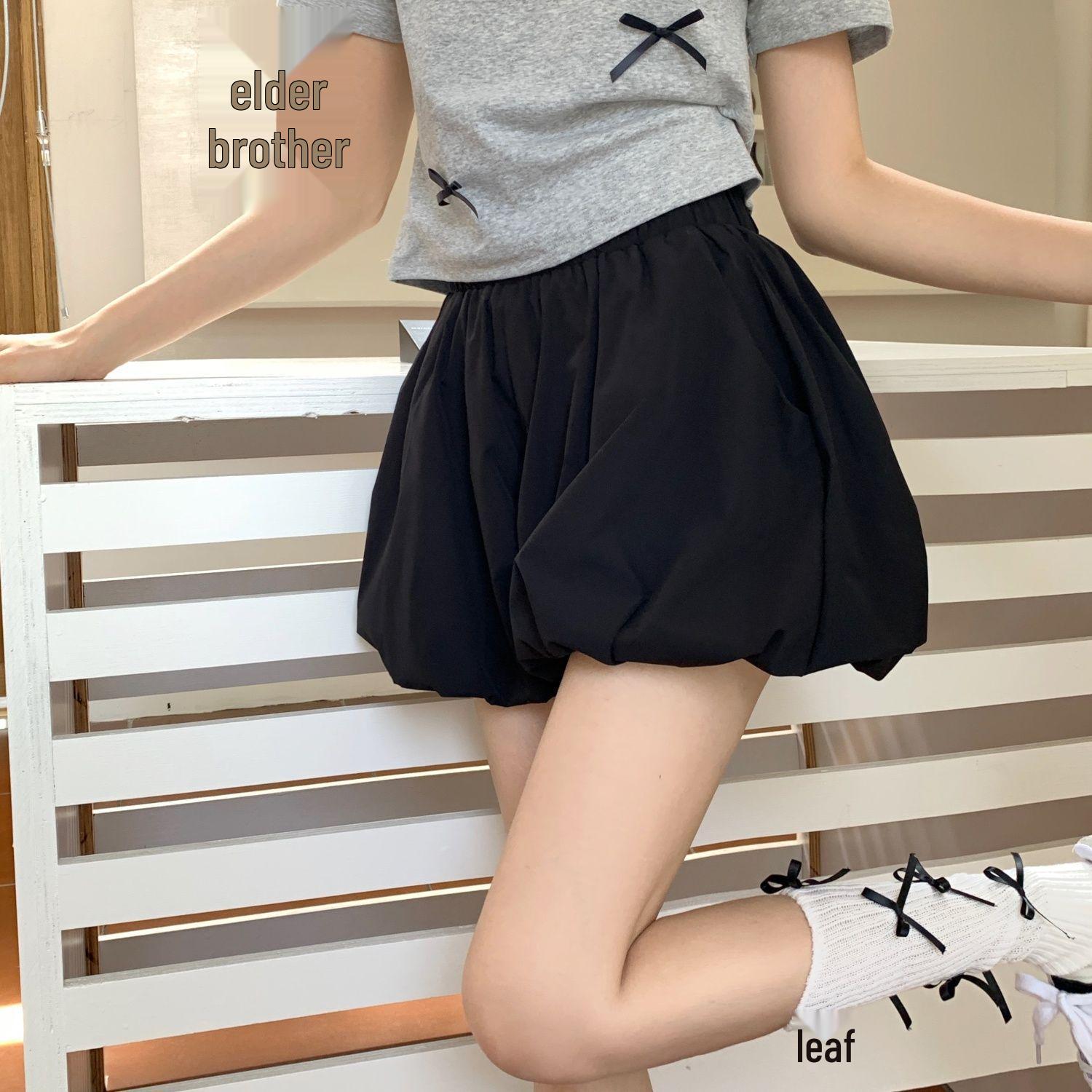 

2025 Plus Size High Waist Wide Leg Cloud Shorts for Women - Fluffy Casual Summer Pants XS: 70-85 lbs чёрный