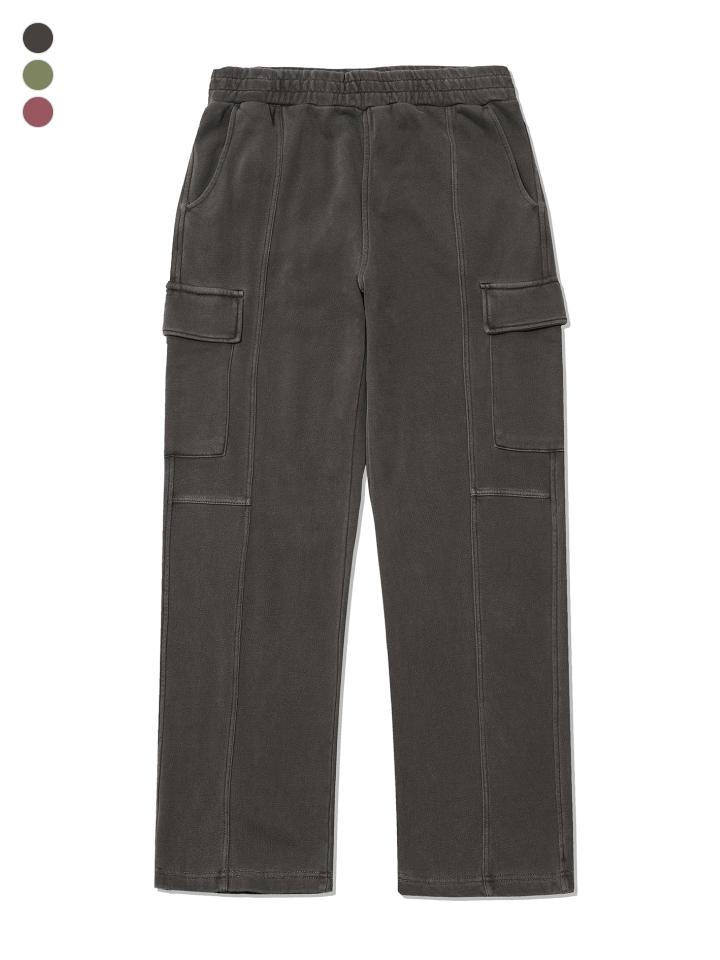 GROOVE RHYME Pigment Cotton Terry Cut-Out Wide Cargo Pants (Lrsfcyw172M)