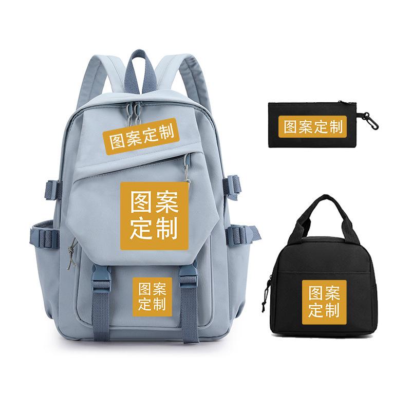 Come to the picture to make a student schoolbag cross-border fashion children's meal bag casual pencil bag combination three-piece set,
