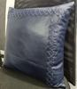 Lambskin Leather Pillow Cover -Navy Blue | Square Cushion Cover | BRAIDED Leather Throw Case Cover For Sofa Décor CRISS Crossed Laced - BLUE