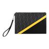 Fendi Monogram Logo FF Pattern Color Block Striped Coated Wristband Canvas And Leather Clutch Men Clutch Black Gray Yellow 7N0110-A9XS-F0R2A