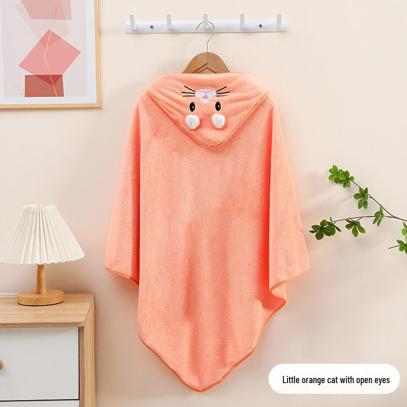 Infant Cartoon Hooded Bath Towel & Swaddle Blanket - Absorbent and Cute Baby Cloak
