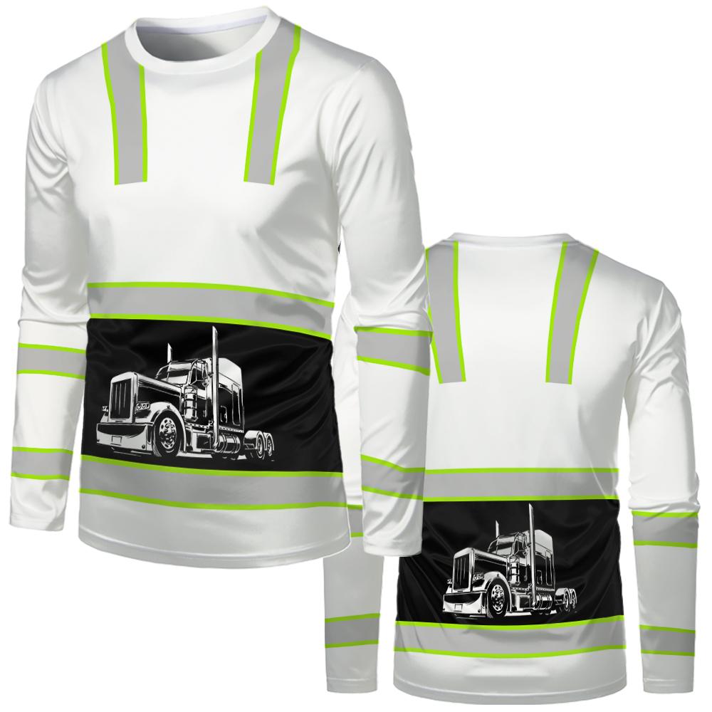 Construction Workers Uniforms Man T Shirts Loose Casual Classic O Neck Long-sleeve Tops Comfortable Breathable Work Shirt