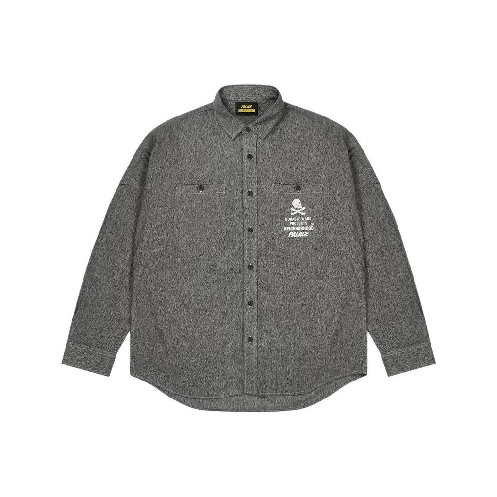 Palace X Neighborhood Collaboration Pocket Skull Print Button-Up Long Sleeve Shirt Unisex Shirts P29SHT021