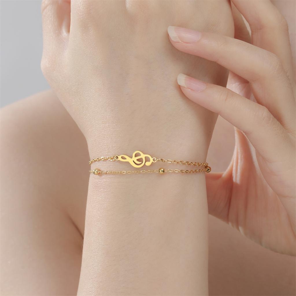 Fashion Music Symbol Bracelet for Women Gold/Silver Color Link/Rope Chain Bracelet Stainless Steel Musician Jewelry Gift