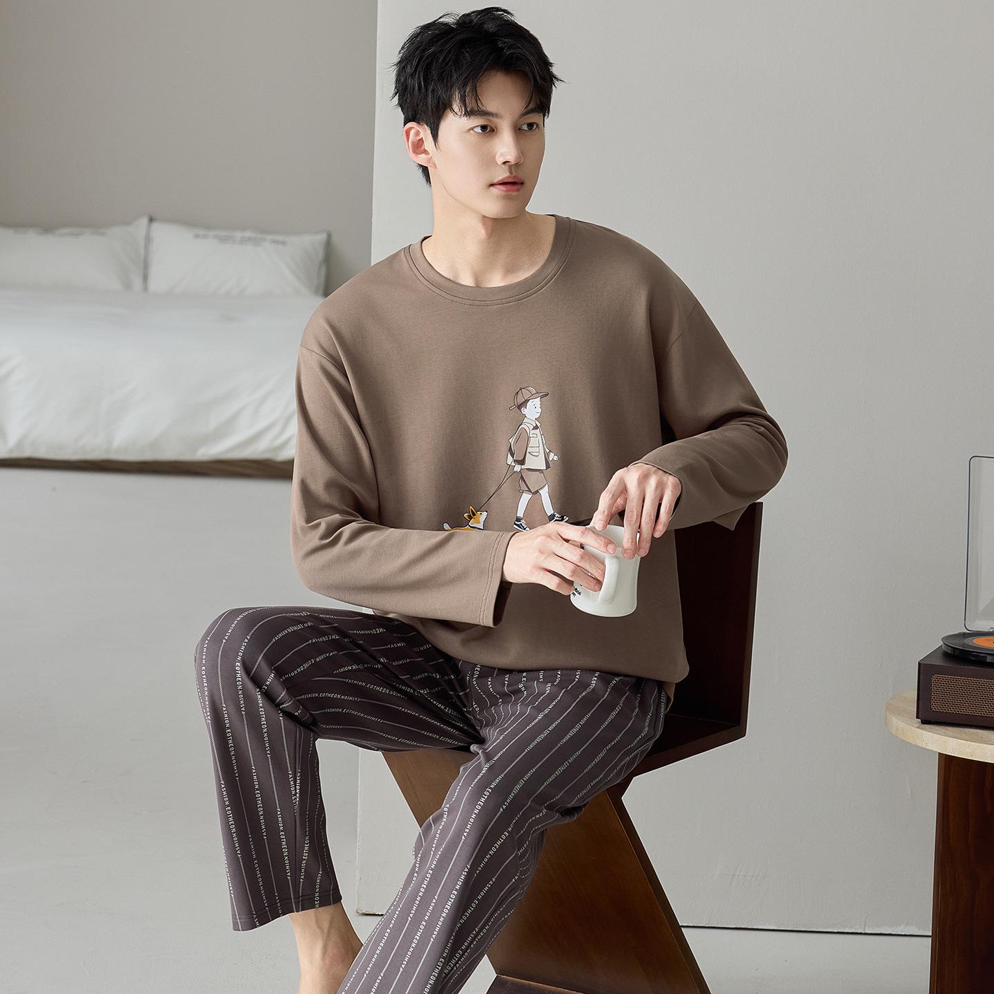 

Men s 2025 Cartoon Cotton Pajama Set - Loose Fit, Long Sleeve, All-Season. 2XL