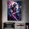 Japanese Anime Samurai Sakura Warrior Figures at Sunset Art Painting Wall Canvas Posters Prints for Room Home Decor Frameless