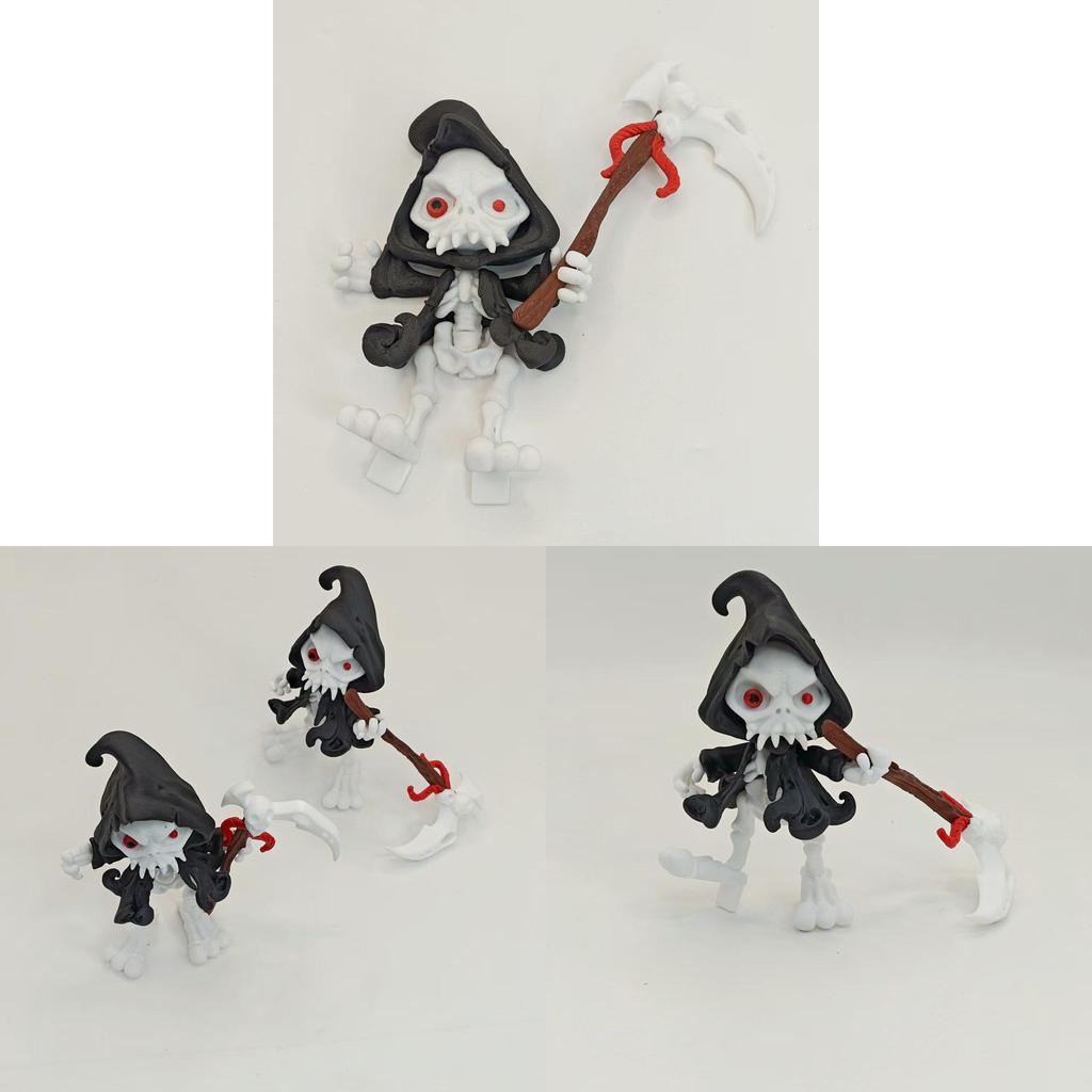 Halloween 3d Printed Grim Reaper Action Figure With Movable Joints For Collectors And Decorations