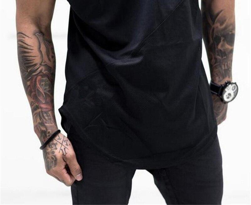 Muscleguys Top da uomo freschi e traspiranti Patchwork Cotone&Rete T-shirt Fitness Bodybuilding Manica corta casual comode t-shirt