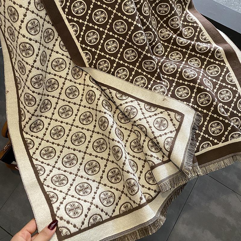 Scarf Women's Winter Classic New Versatile Lengthened Imitation Cashmere Shawl Thickened Fashion Letter Warm Scarf