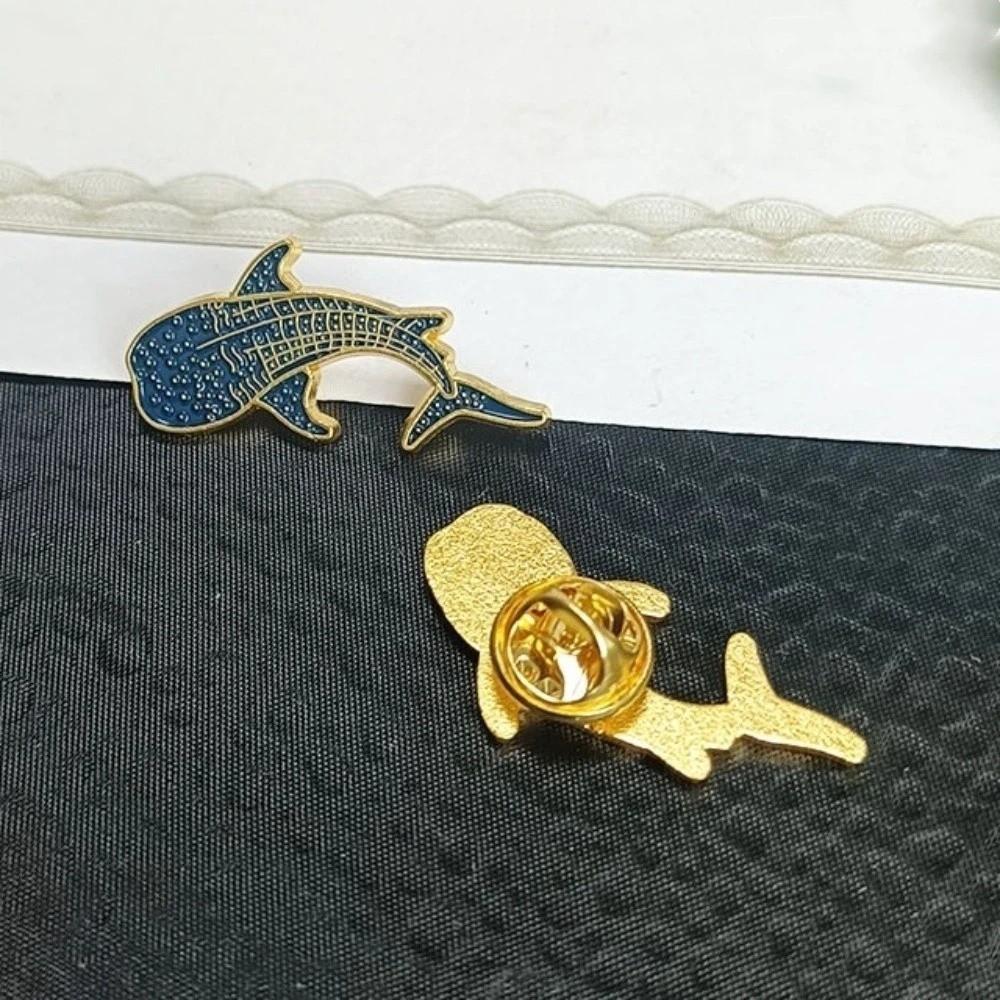 2 pcs Light Luxury Whale Dolphin Brooch Animal Fish Shaped Metal Badge Whale Dolphin Badge  Female