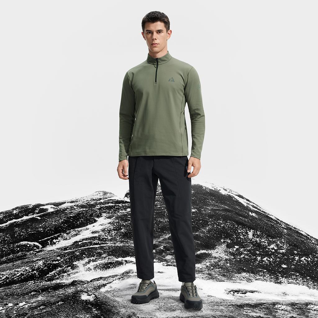 Fila Explorer Vysoce kvalitní Ležérní Sportovní Pohodlné Měkký úplet Dlouhý rukáv Tričko Pánské Vrcholy Starý strom Čajově zelená A11M547203FKK