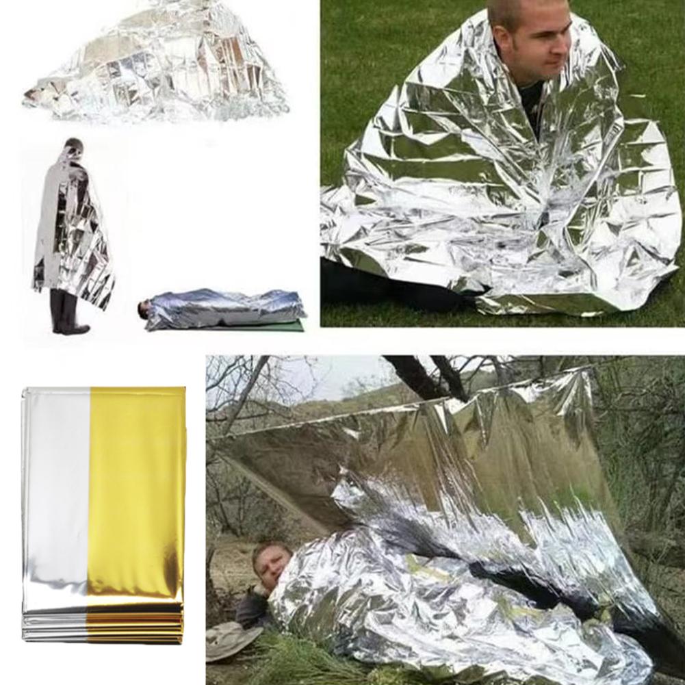 Emergency Survival Blanket Reflective Thermal Insulation Sheet for Outdoor First Aid Camping & Emergency Kits 130X210Cm