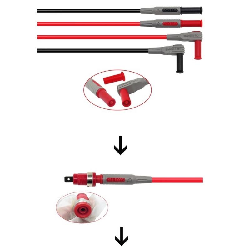 Multifunction 4mm Test Probes Double Layer PVC Insulation 1000V 15A Strong Banana Plugs Connector For Digital Multimeters
