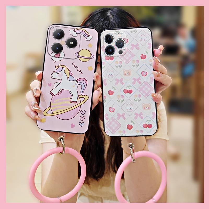 Solid Color Ring Phone Case For Realme C63 4G/C61 4G Cute Personality Heat Dissipation Youth Back Cover Funny Soft Case