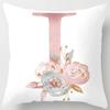 White Pink Alphabet Pillowcase Letter A-Z Flower Pillow Cover Sofa Cushion Cover Home Decor Pillow Cover
