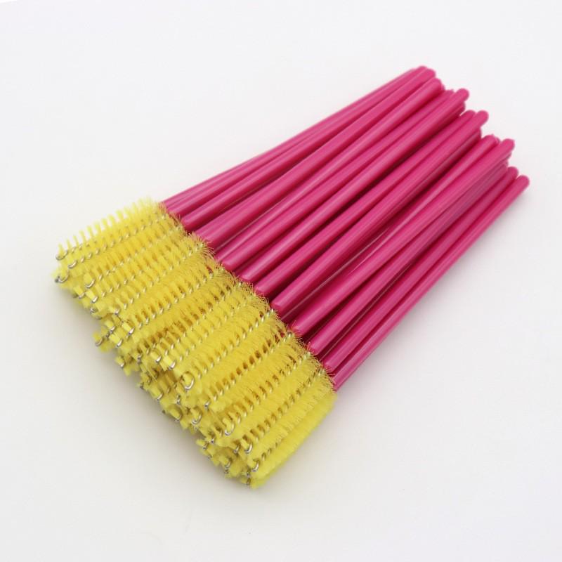 50-Pack Disposable Rose-Colored Mascara Wands & Eyebrow Brushes – Portable Eyelash Combs