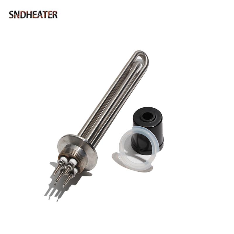 SNDHEATER 220V Tri Clamp Electric Water Heating Element 1.5KW 4.5KW 5.5KW Heater Resistance with Coupling and Cap for Brewing