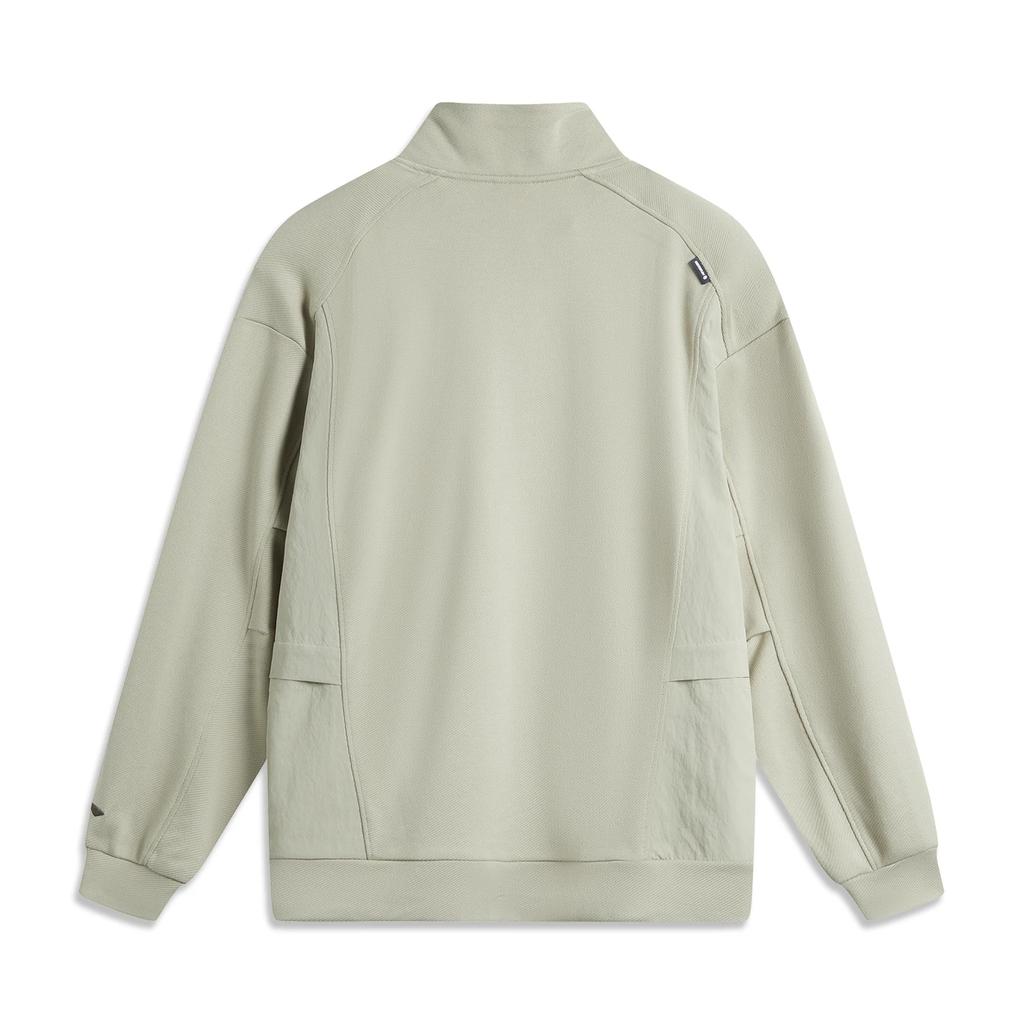 Li-Ning Outdoor-Serie Einfarbig Stehkragen Bequem Atmungsaktiv Vielseitig Lässig Sportliches Sweatshirt Herren Sweatshirt Kalkstein AWDU965-1