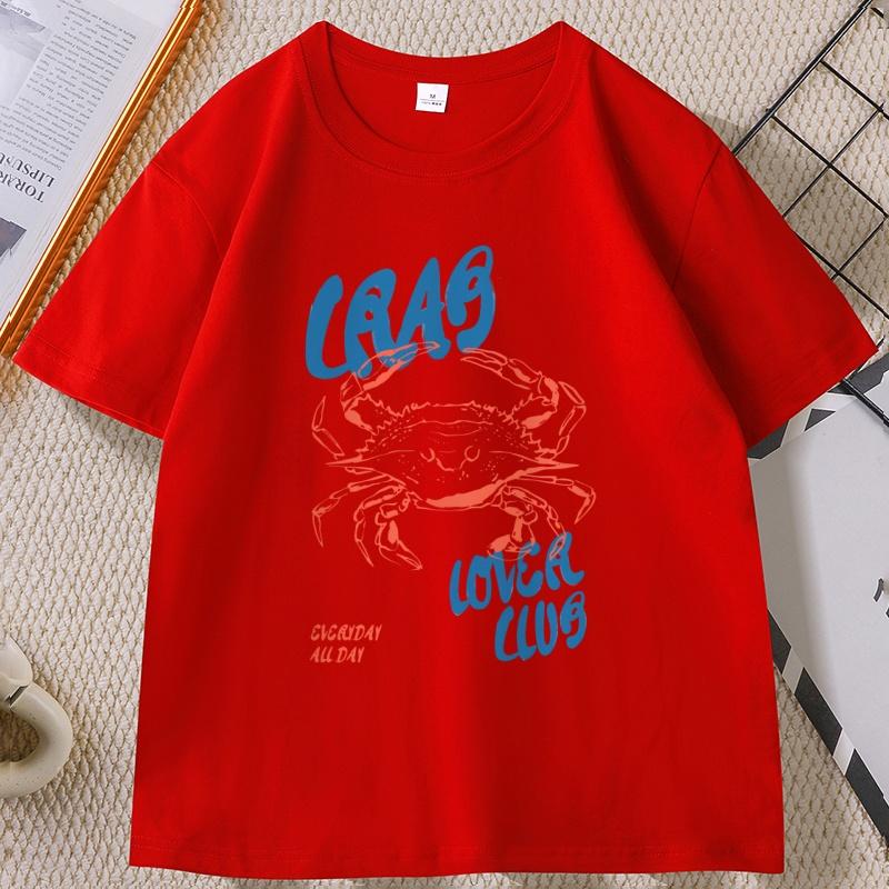 

Crab T Shirt Funny Food Tshirt Retro Graphic Tee Summer Seafood Short Sleeve Tshirt Unisex Women Cotton Short Sleeve Tops Tee S