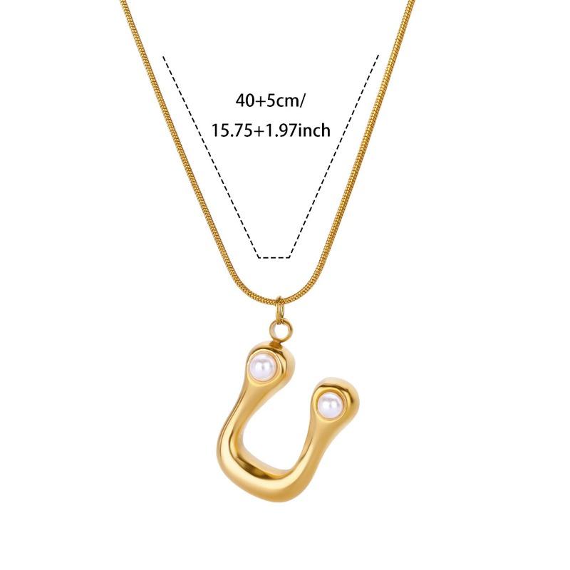 Vintage Stainless Steel Glossy Letter Necklace Female Zircon Cute Bubble English Letter Pendant Necklace New