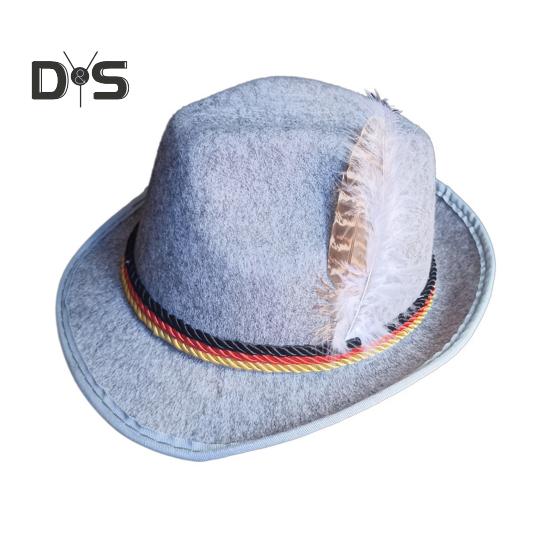 

Мужская фетровая шляпа в стиле ретро в стиле джаз с перьями и веревками, изогнутый край, однотонная кепка-котелок для вечеринок, фестивалей, праздников, праздников, праздников светло-серый