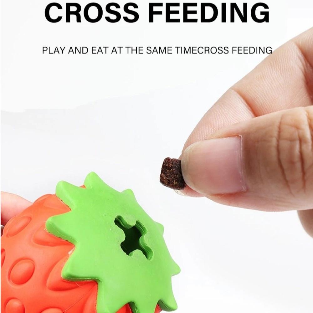 Aardbeivormige Hondenspeelbal met Voedseldispenser Tandenpoetsen Hondentanden Slijpen Speelgoed Puzzelspeelgoed