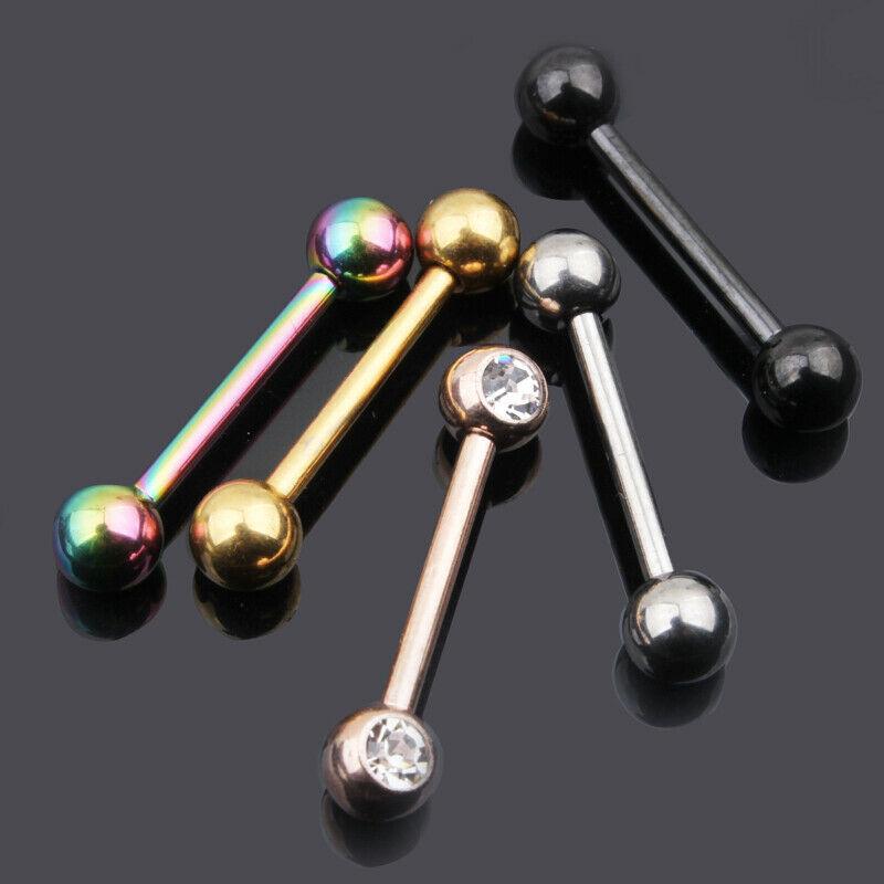 CUTE Nipple Bars | G23 Titanium Nipple Piercing Bar Gem Tongue Straight Rings 12-14mm Jewellery
