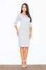 Striped Fitted Dress - Everyday Midi Dress - Grey M311 Size M