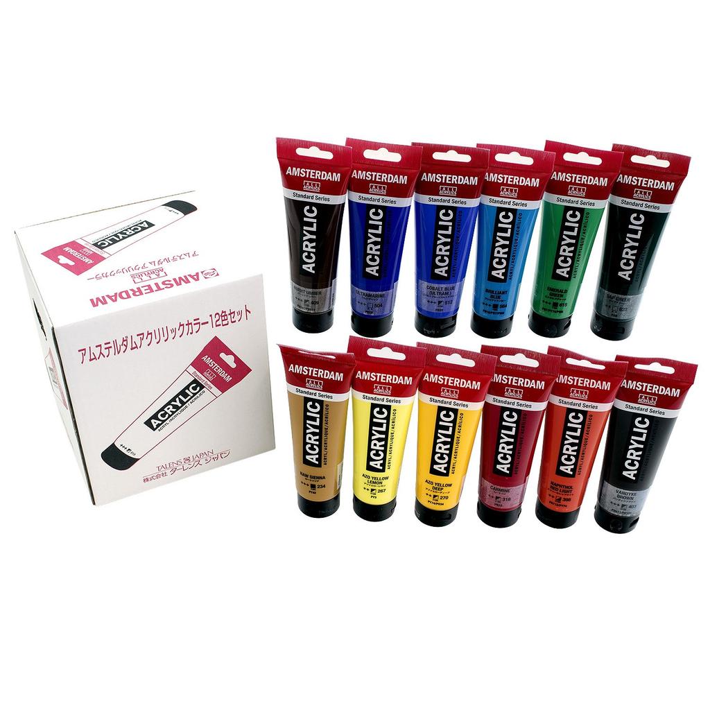 Talens Japan Amsterdam Acrylic Colors, 12-Color BN Set, AAC#12SETBN, 120ml, 498787