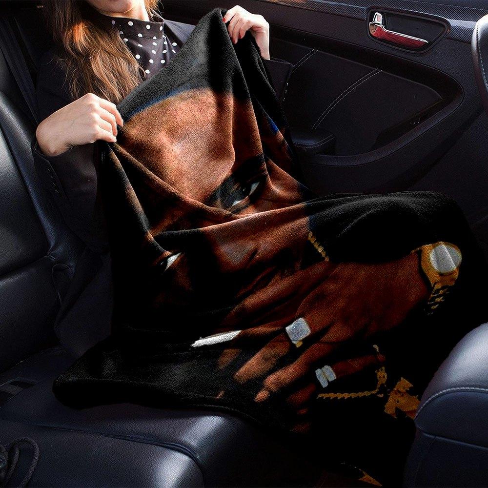 1pc 2PacHip Hop Blanket Soft Lightweight All Season Multi Purpose Throw for Sofa, Bed, Office & Picnics, French Style with Iconic Album Art & Quotes