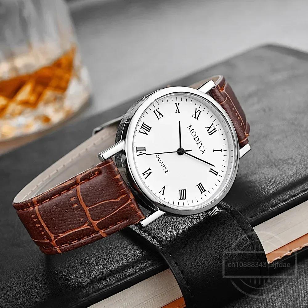 Men Watches Business Wrist Watch Luxury Leather Strap Analog Watches Quartz Wristwatches Clock Men Women Casual Simple Watch