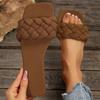 Summer Women's Square-toe Basket-Woven Sandals Flat Home Slippers