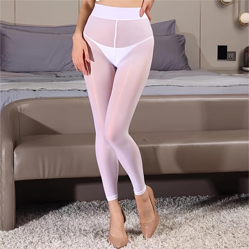 1 Piece Women'S Plus Size Sheer Tights Solid Color Plus Size Pantyhose High Waist Elastic Sexy Horse Oil Tights Leggings Pants