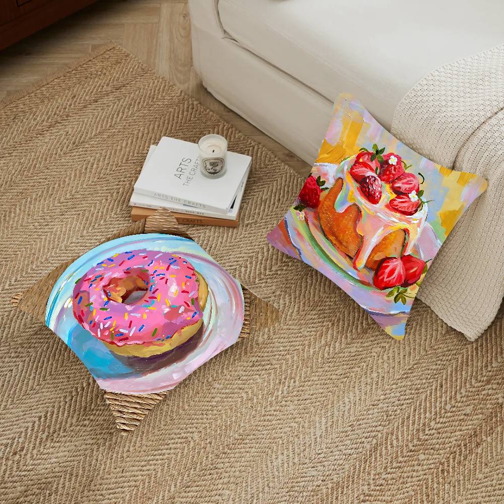 Color Food Art Pillow Cover Sofa Cushion Cover Home Room Decoration Children Gift