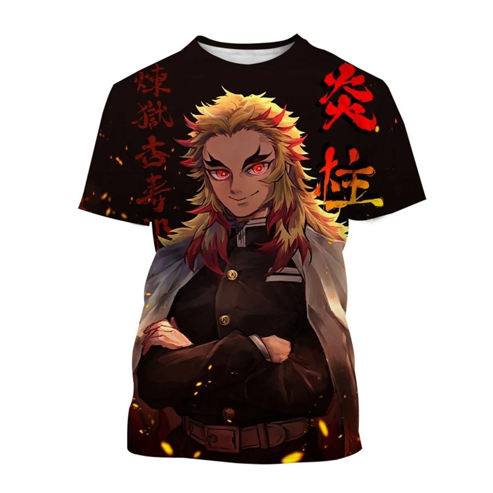 Hot Selling Anime Cartoon Characters of Rengoku Kyoujuru Hot Blooded Hip-hop Cool Street Personality 3D Printed T-shirt