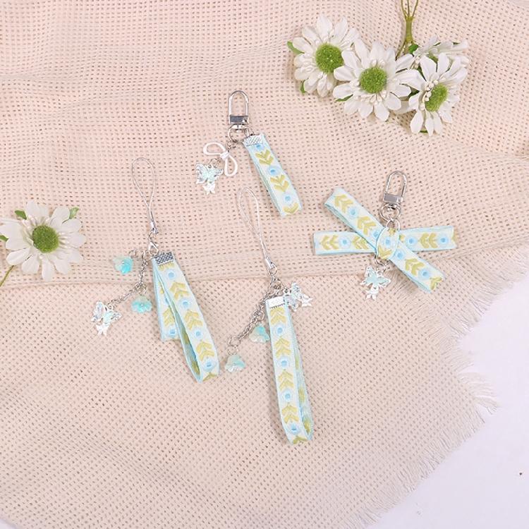 Fashionable Printed Ribbon Keychain Bag Ornament Portable Key Chain Bag Dangler
