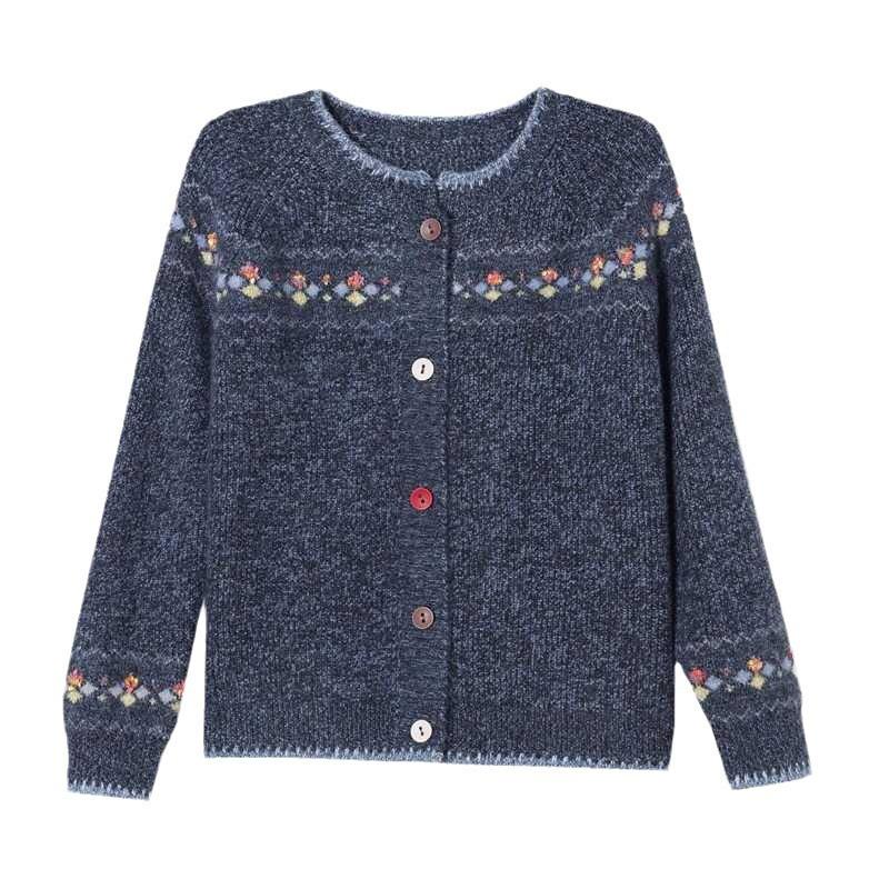Sweater Coat Ladies Retro Jacquard Knitwear Cardigan Jacket Early Spring Autumn Western-Style Outerwear Loose Women Top