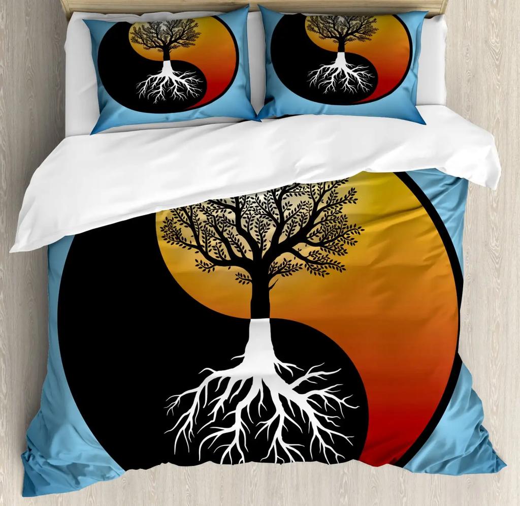 Yin Yang Tai Chi Soft Duvet Cover Set,Beding Set for Children Kids Plus Adult People, Home Decor, Quen Sized Dimensions Warm Soft Comfortable Plus