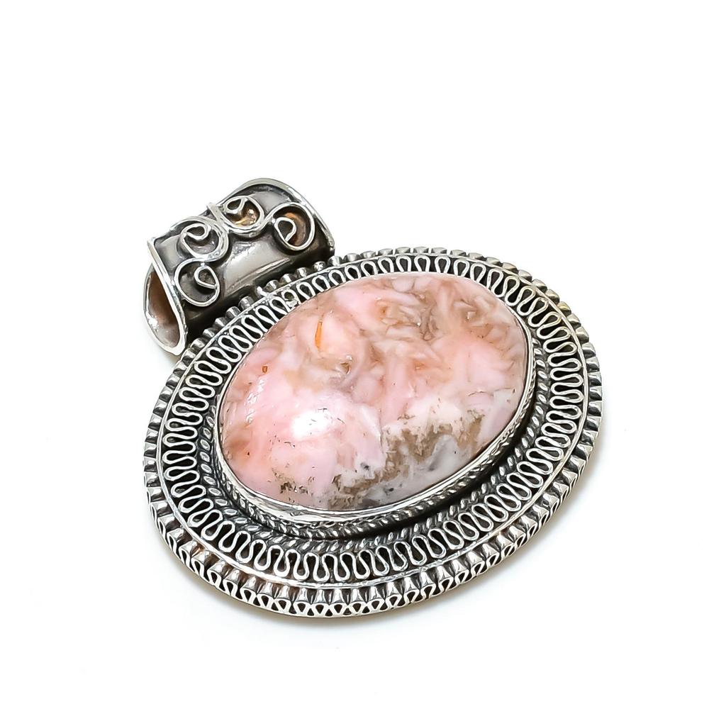 Natural Rhodochrosite Gemstone Silver Pendant in 925 Sterling Silver- Handmade Design, Everyday Wear Jewelry, Antique Pendant Wadding Gifts